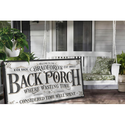 Back Porch Sign Family Name Personalized On Metal