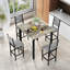 Table et chaises de salle à manger 5 pièces, 1 table à hauteur de comptoir et 4 tabourets de bar, ensemble de meubles de cuisine moderne, équipé de chaises rembourrées, table de salle à manger compacte avec une texture semblable au marbre, convient aux meubles de salon, de bar et de cuisine-136050201