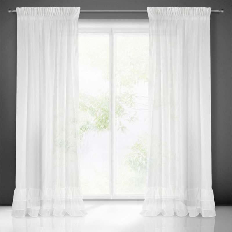 Plympt Sheer Curtain Single Panel, White