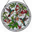 Panneau de vitrail en forme de colibri fleurs H 12 po-607588751