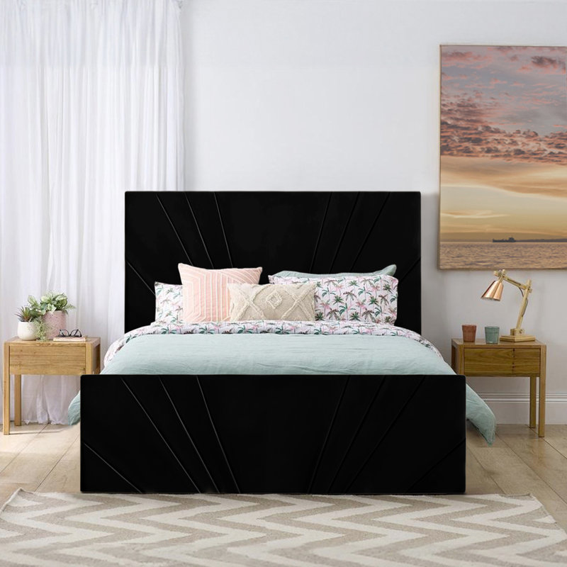Burgoyne Upholstered Ottoman Storage Bed, UK Double (135 x 190 cm), Black
