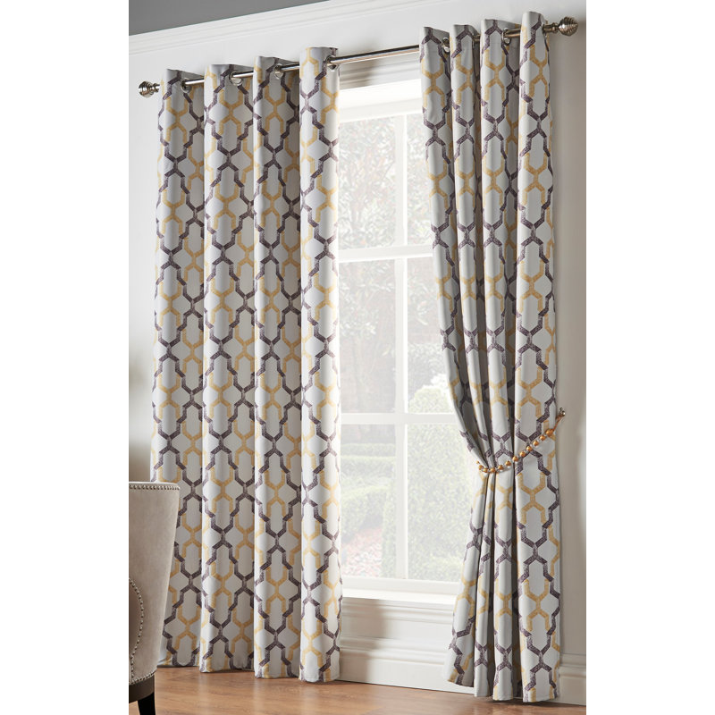 Odle Semi Sheer Curtain Pair, 229 W x 229 D cm, Ochre