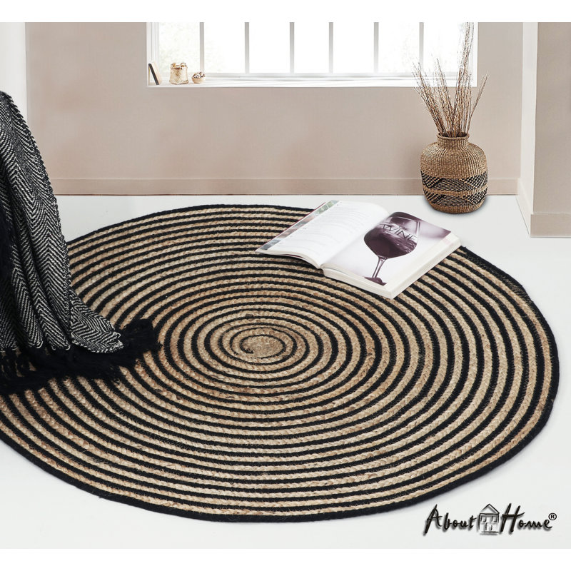 Round Striped Hand Woven Indoor / Outdoor Area Rug, Round 120cm