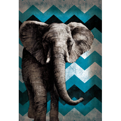 Chevron The Elephant 2 1 Piece Wrapped Canvas Wall Art