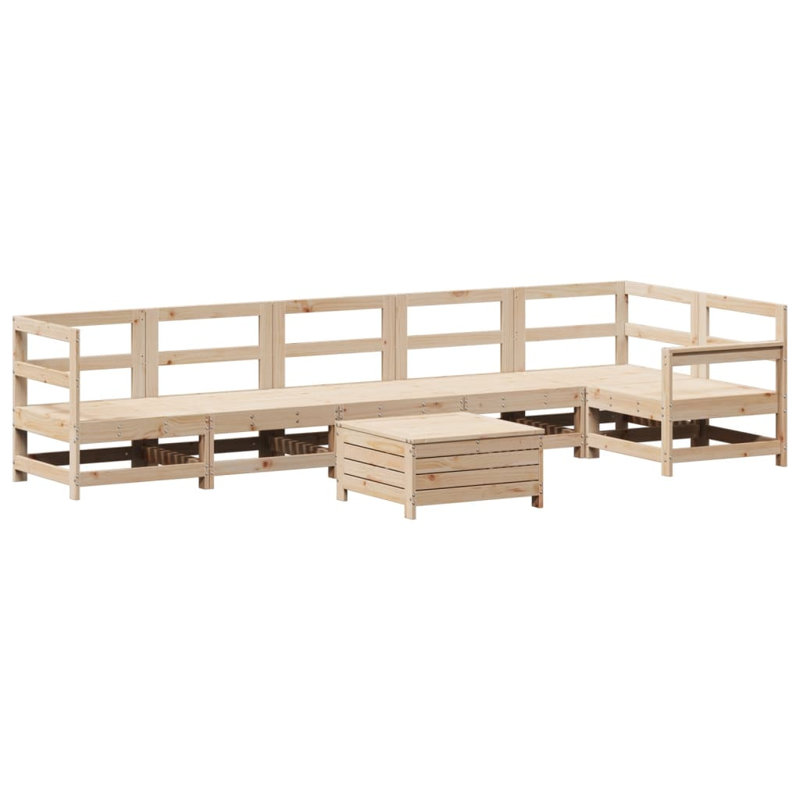 7 Piece Garden Sofa Set Solid Wood Douglas Fir, Naural Pine