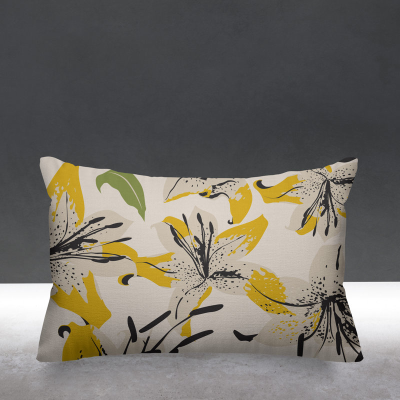 Alyssa Floral Outdoor Reversible Throw Pillow, Yellow