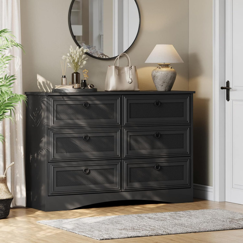 Commode 6 tiroirs Arjun, Noir
