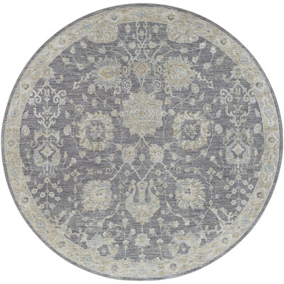 Garlef Machine Woven Oriental Gray/Blue Area Rug