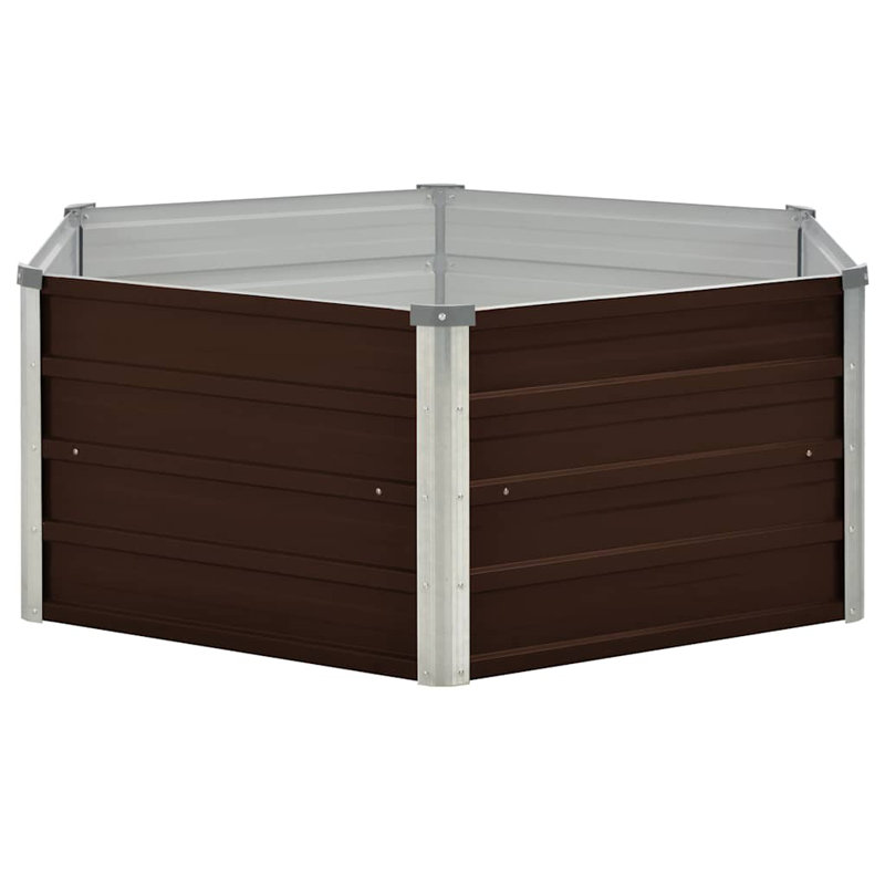Lit de jardin surélevé vidaXL en acier galvanisé brun 50,8 x 50,8 x 17,7 po, 17.7" H x 50.8" W x 50.8" D, Marron