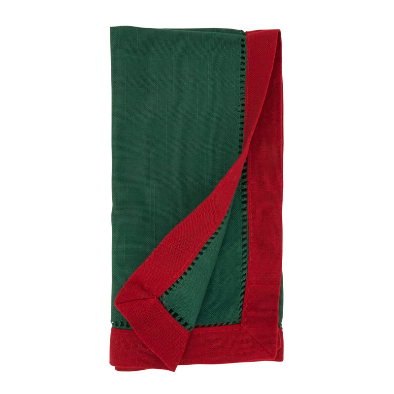 Rochester Collection Polyester No Pattern Square Napkin, Jasper Green/Red