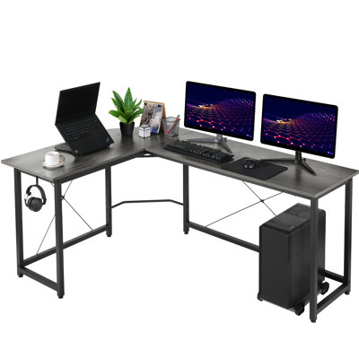 Lorren Adjustable L-Shaped Metal Base Computer Desk