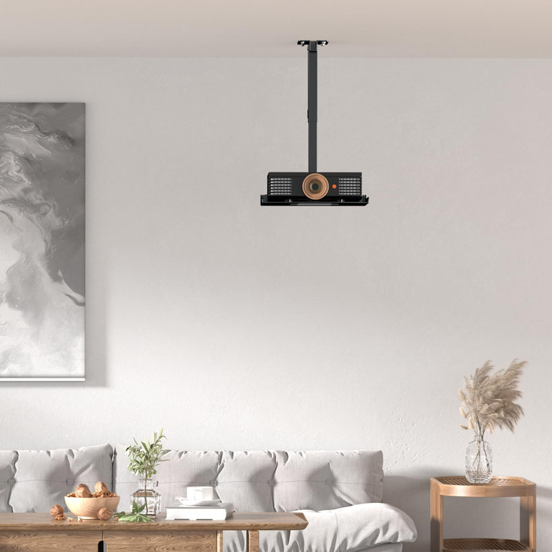 PUTORSEN Adjustable Projector Ceiling Mount, Universal Wall & Ceiling Projector Bracket, Holds up to 22 lbs, No Drill Installation, Built-in Cable Management, Black