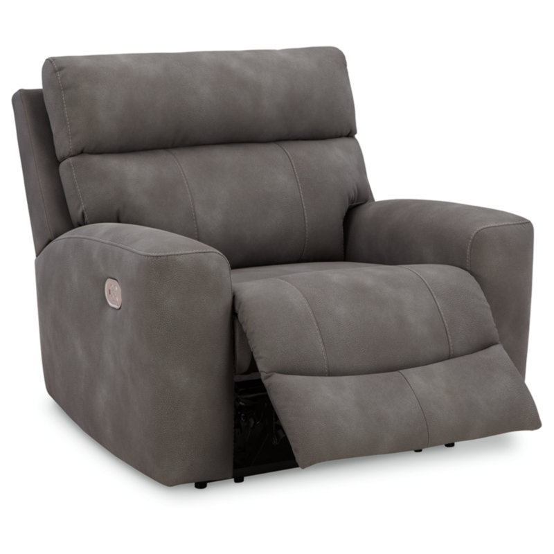 Lakaiya Power Recliner, Gray Faux Leather