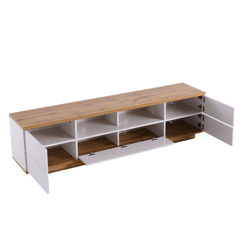 Meuble télé moderne pour téléviseur , Blanc/naturel