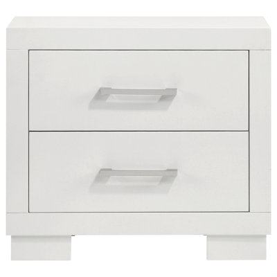 2-Drawer Rectangular Nightstand With Bar Handle Pulls