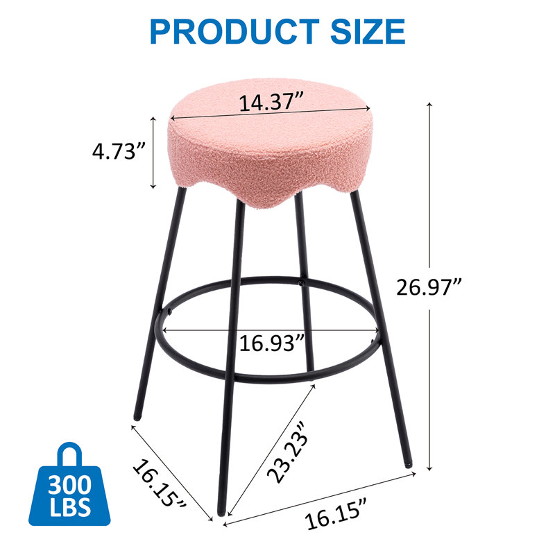 Tabouret de comptoir rembourré 26,97 po Kipten, Rose