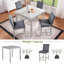 Ensemble de table 5 pièces à hauteur de comptoir, ensemble de table de cuisine en bois avec table carrée et 4 chaises rembourrées, ensemble de table de salle à manger à hauteur de comptoir avec décoration en cristal et ensemble de chaises