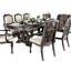 Ensemble de table de salle à manger 9 pièces Arca avec 8 chaises en tissu ivoire rustique Arca