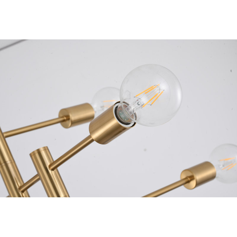 Fowey Modern 6 Light Sputnik Pipe Chandelier, Brushed Bronze