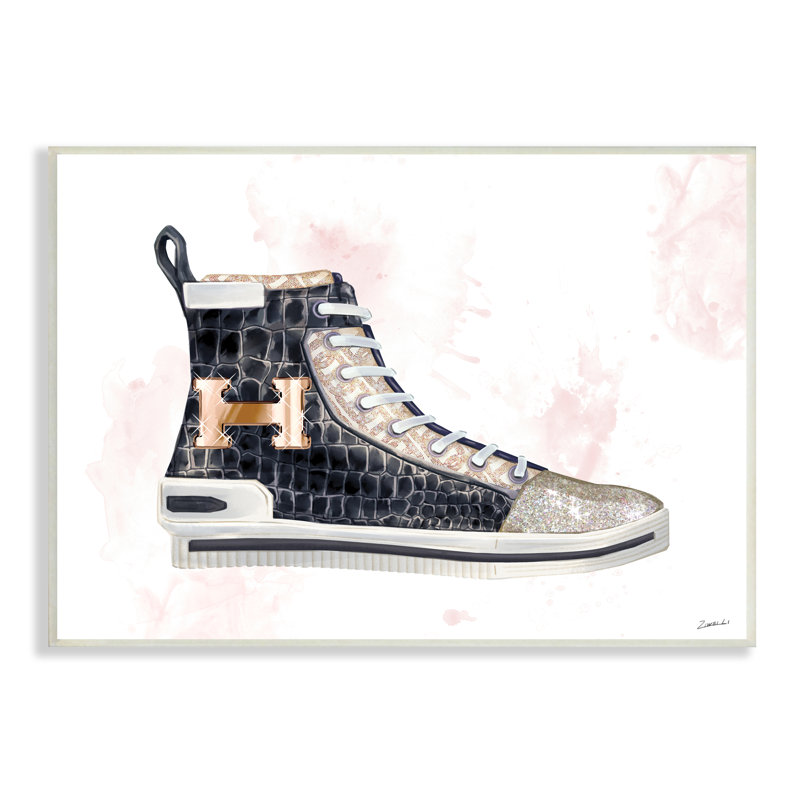 Glam Snake Embossed Sneaker Illustration, mode avant - impression, H 10 po x l 15 po, Plaque murale
