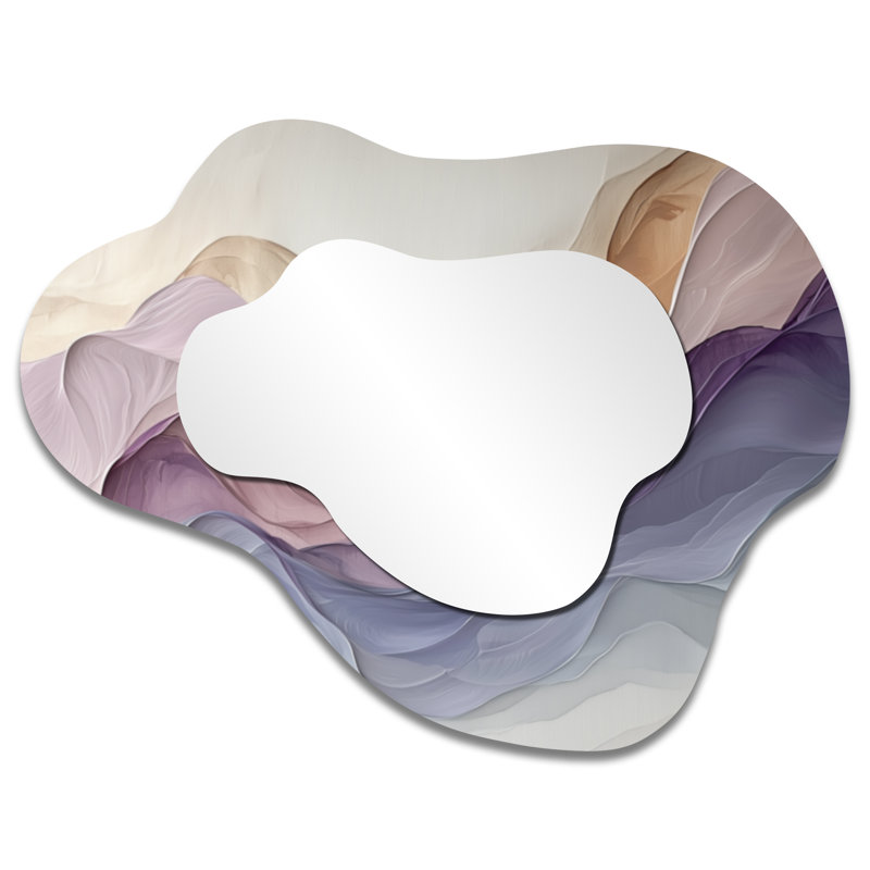 Lavender Soft Tones Digital Flow - Abstract Asymmetrical Decorative Mirror, Modern irregular Wall Mirror, Printed on Metal