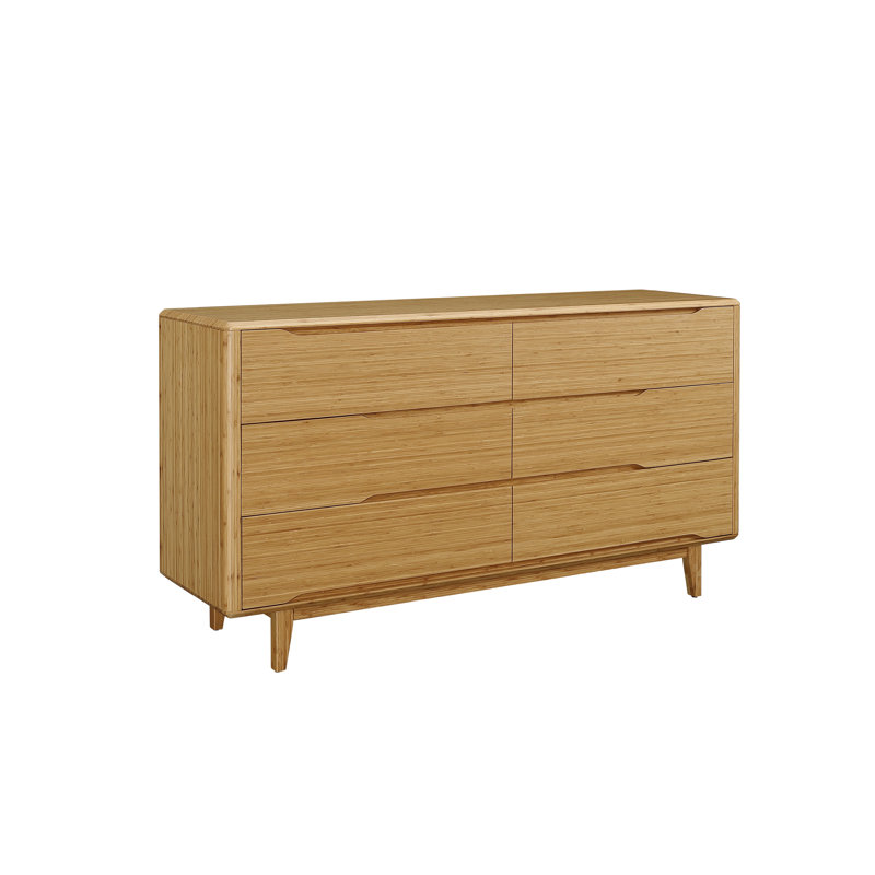 Commode double en bois massif à 6 tiroirs l 64 po Lacey, Caramélisé