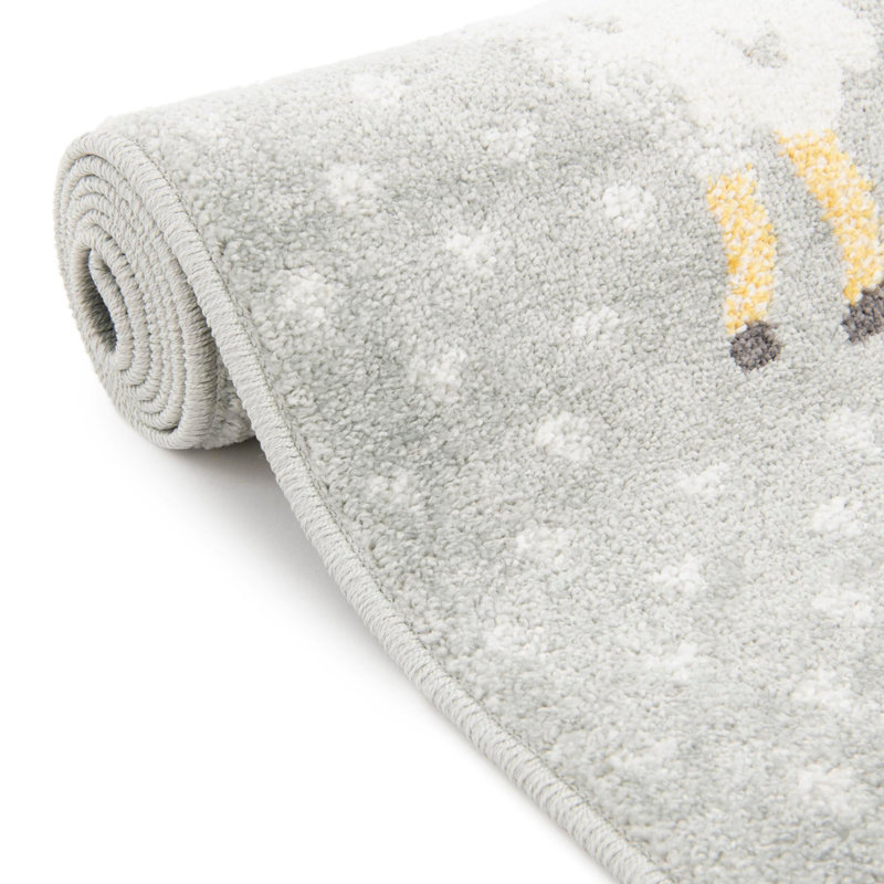 Rectangle Polka Dots Polypropylene Plastic Rug, Rectangle 3'11" x 5'11", Gray