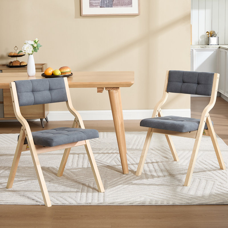 Versatile Soft-Padded Folding Chair: Perfect for Dining and Relaxation, Dark Gray Fabric/Beige Frame