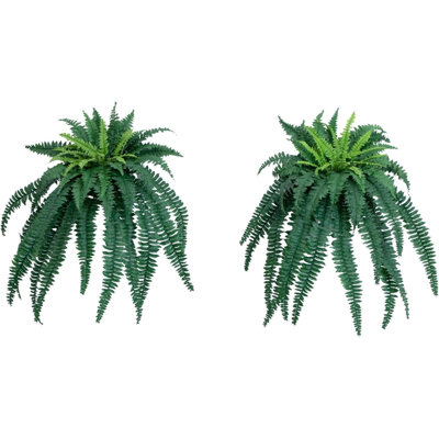 Fake Ferns - Set Of 2 Artificial Fern, Indoor/Outdoor Faux Boston Fake Fern Bush Plant For Home, Office, Garden Decoration