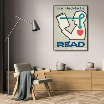 «For a Richer, Fuller Life Wake up and Read. National Library Week - April. 16-22» par MuseumPrints - Art sur toile tendue avec châssis