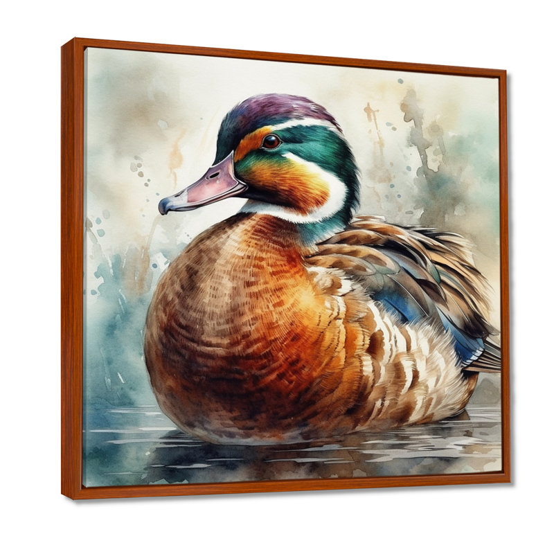 Magnifique canard mâle IV - impression, H 30 po x l 30 po, Cadre flottant brun