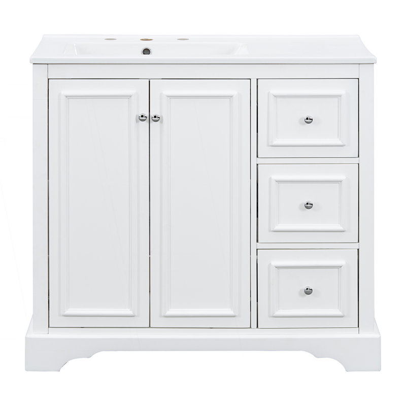 Meuble-lavabo transitionnel avec lavabo en céramique, Blanc