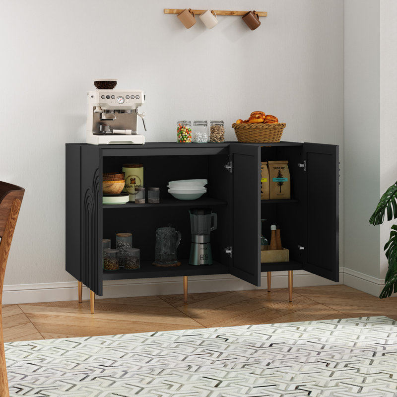 Sirgio 47.2'' Sideboard Buffet Cabinet with 3 Doors for Kitchen, Hallway, Living Room, Black