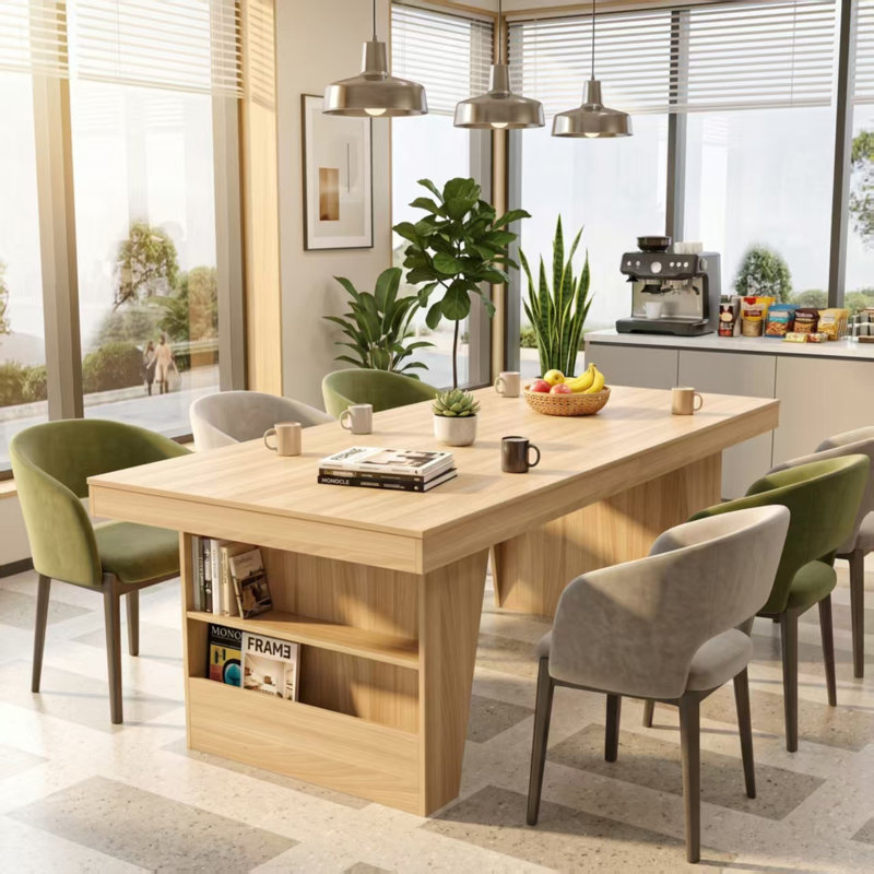 Table de salle à manger rectangulaire 78,7 "avec tablettes