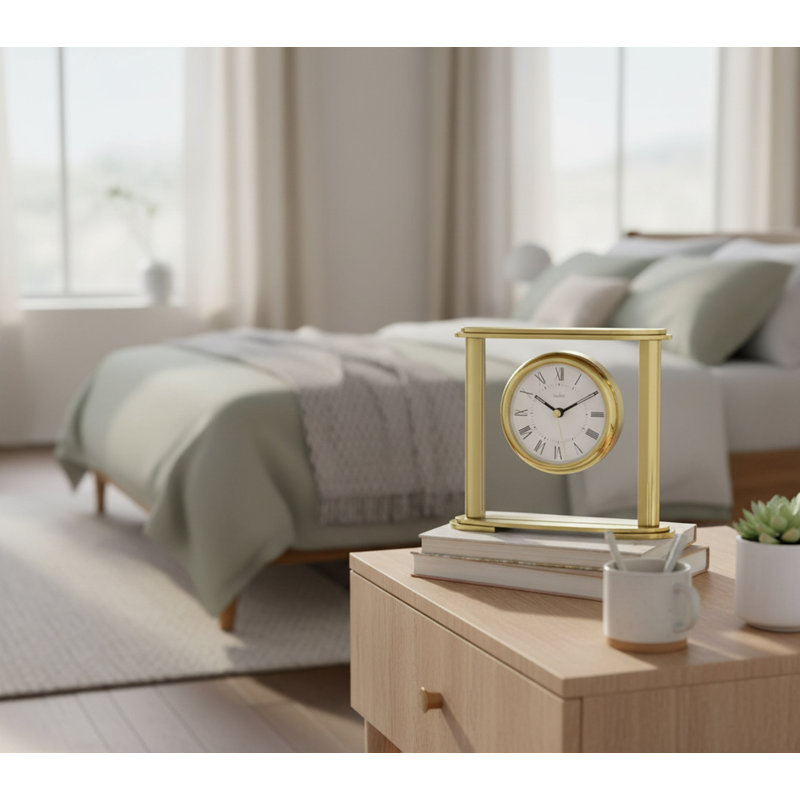 Analogue Metal Electric Tabletop Clock Gold