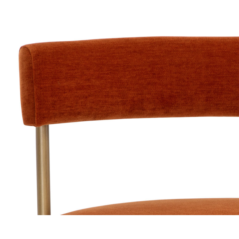 Seneca Upholstered Bar Stool with Metal Frame, Orange