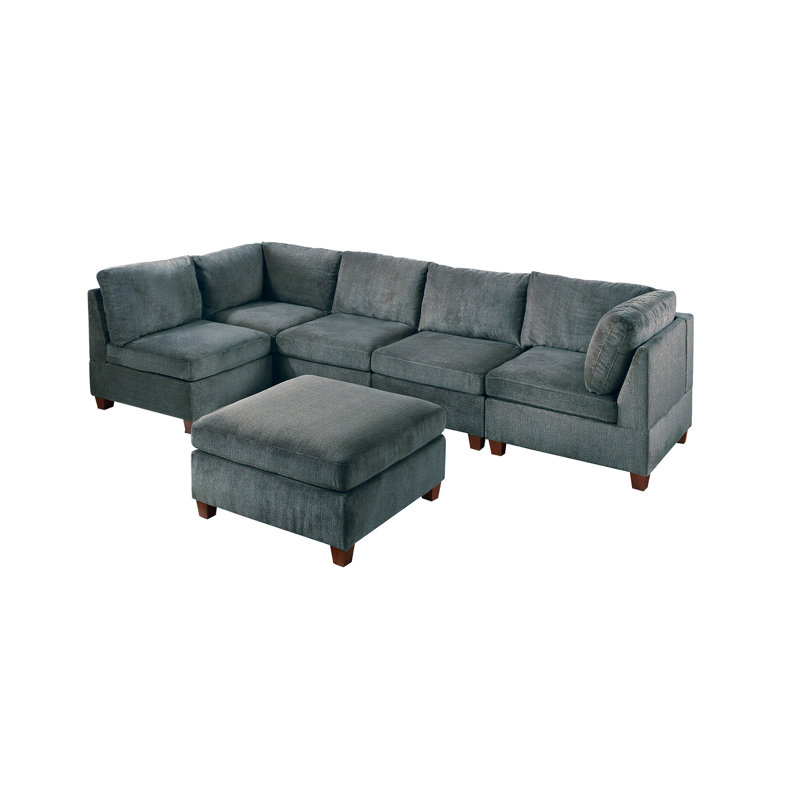 Canapé modulaire 6 pièces Dalton, Chenille gris foncé