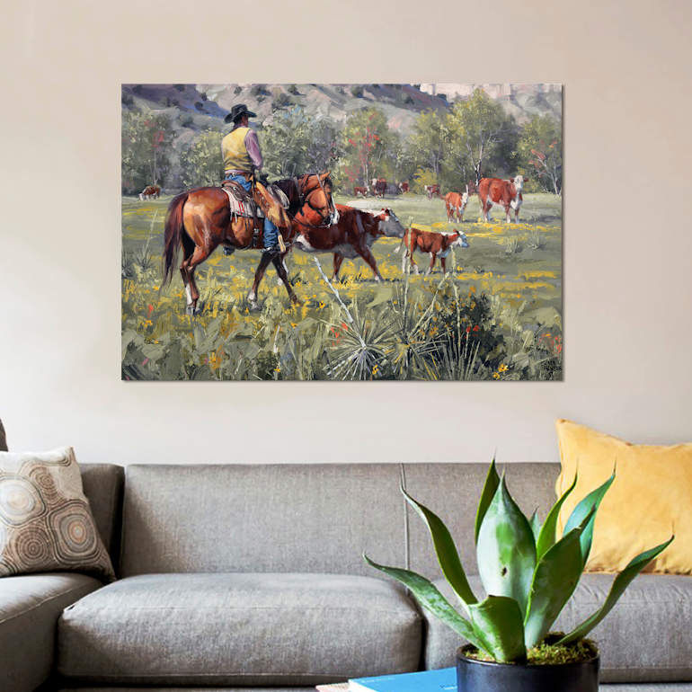 « a darn good spring », impression sur toile, H 18 po x l 26 po x P 1,5 po, Toile tendue, Pas de tapis