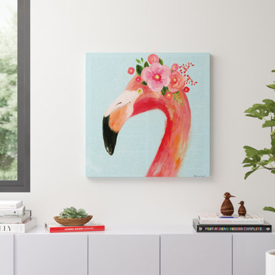 Reproduction d’art florale de flamant rose