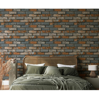 Multicolor Weathered Brick Wall Mural