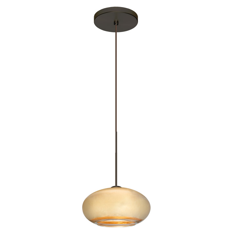 Luminaire suspendu sphère 1 lumière Birkdale, Bronze brossé, Feuille dorée