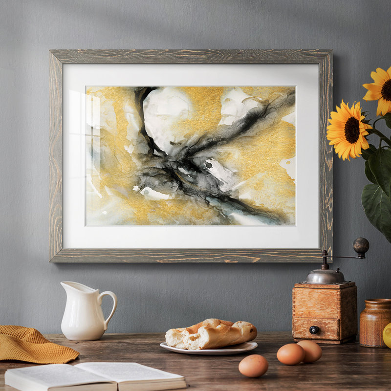 Golden Harmony - reproduction encadrée rustique avec tableau mat, Gris, H 28 po x l 42 po