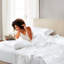 Drap-housse pour lit simple en satin de coton blanc 4 pièces - froissé, doux pour la peau et les cheveux