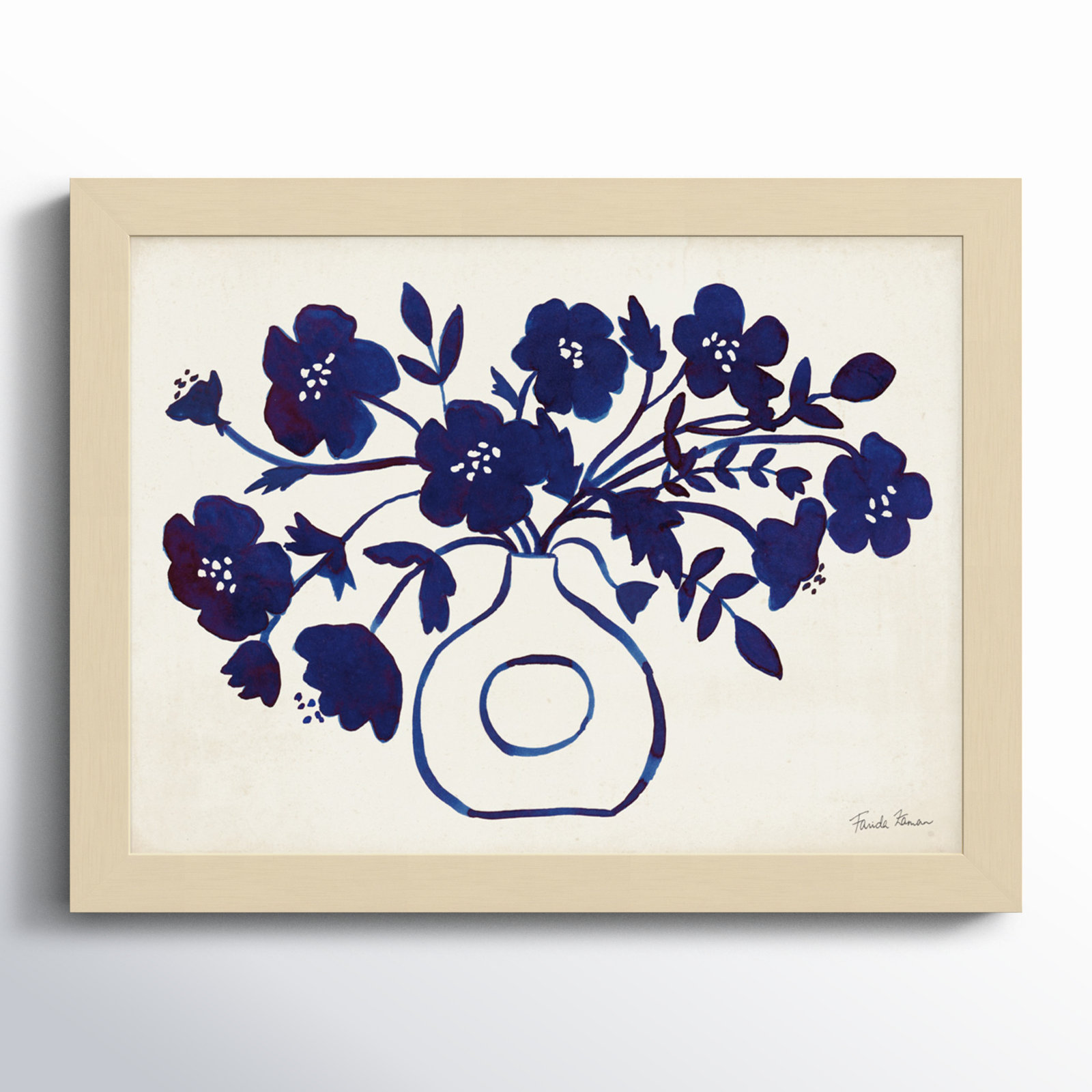 Modern Blue by Farida Zaman, 10" H x 13" W x 1" D, Brown