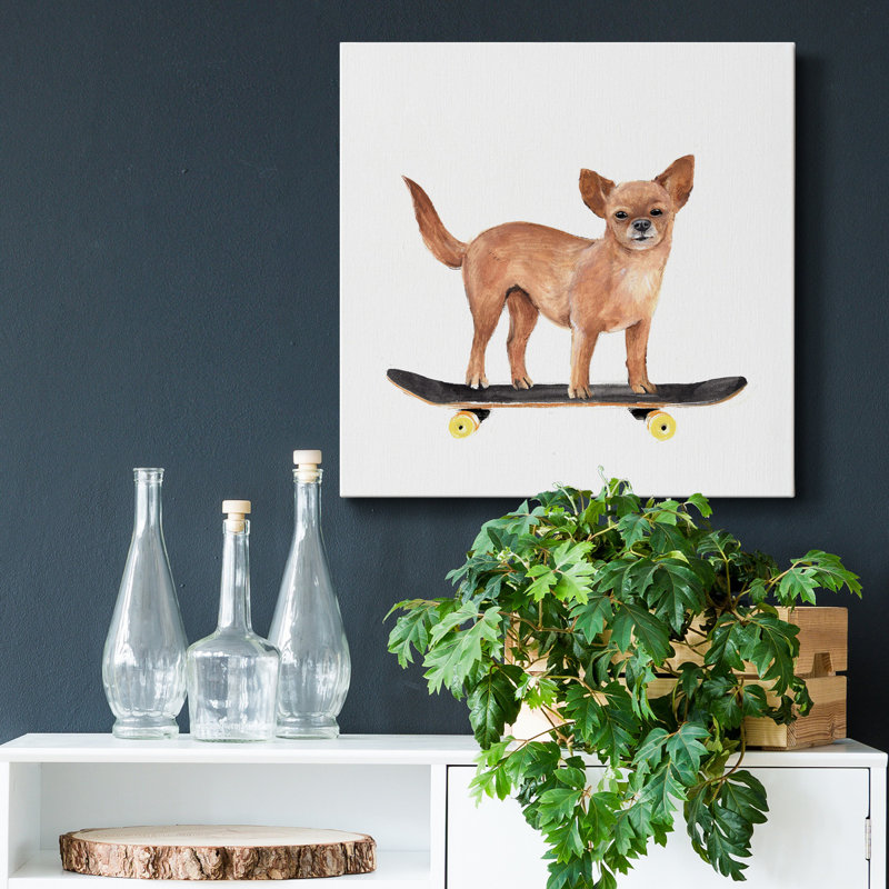 «Pups On Wheels I-Premium», reproduction encadrée prête à être accrochée, H 40 po x l 40 po x P 1 po, Toile tendue