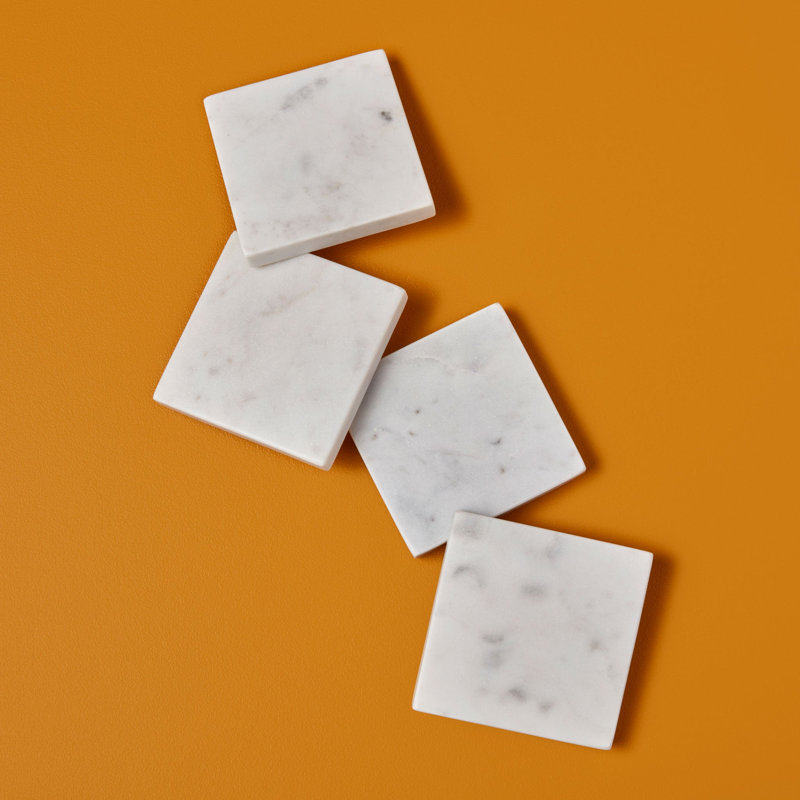 Ensemble de 4 sous-verres en marbre blanc