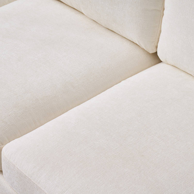 Trego Upholstered U-Shaped Sectional Symmetrical, Creamy White Chenille