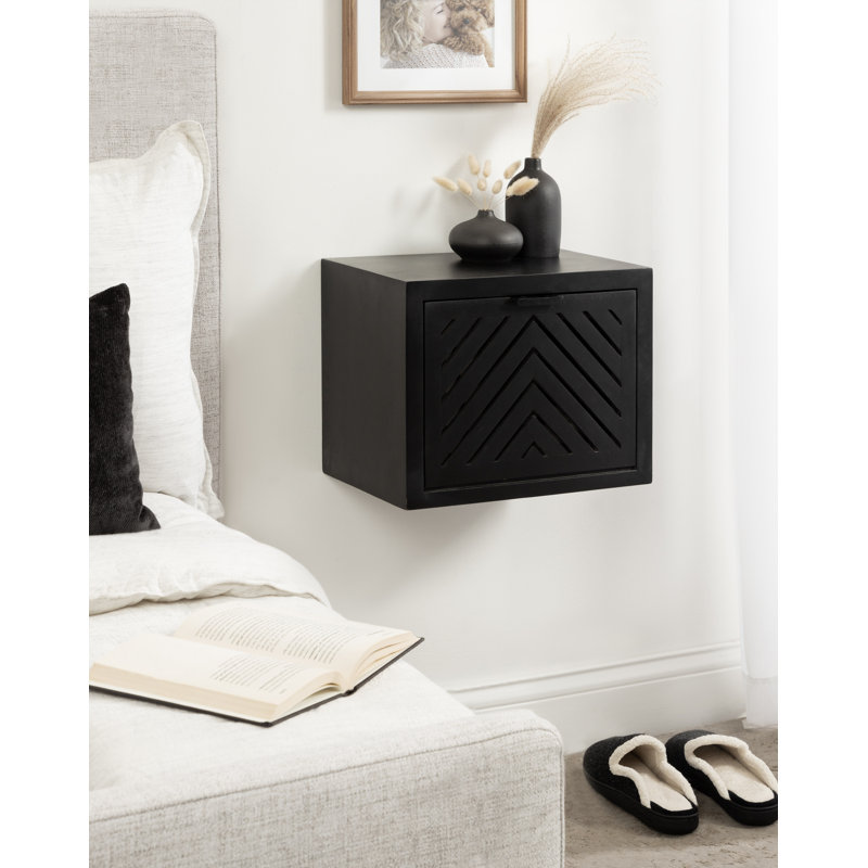 Wood Floating Side Table, Black