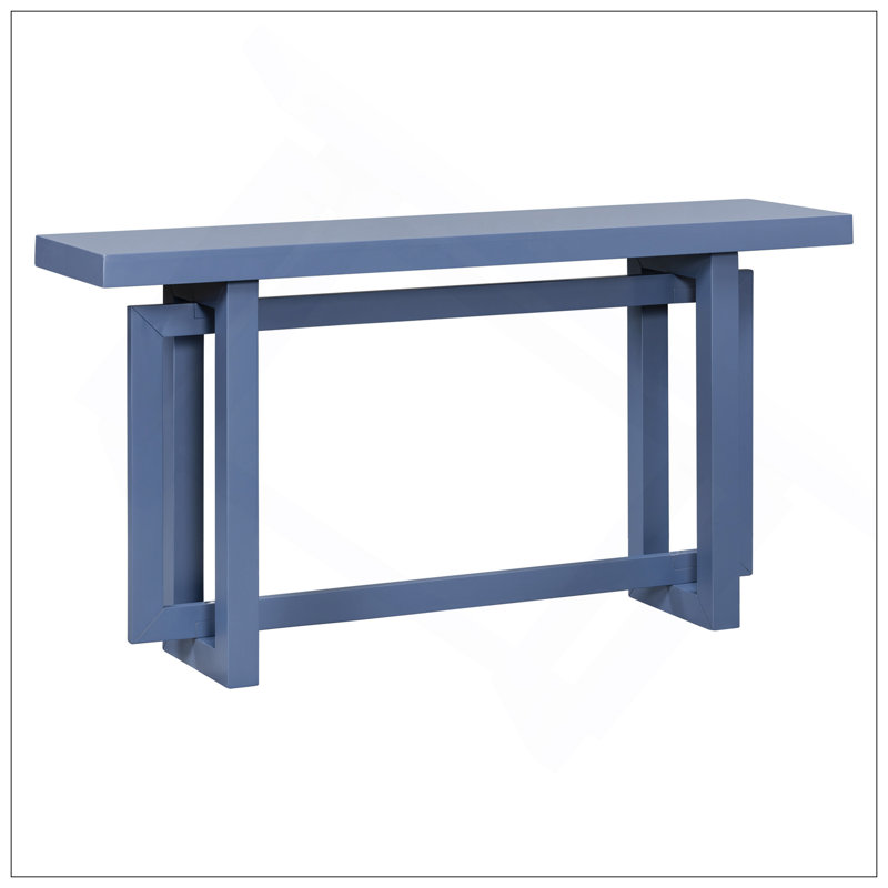 59.1'' Painted Entryway Table With Pine Veneer,Unique Triple Rectangle Design Console Table With Thick Pine Wood Legs,Extra Long Sofa Table Versatile For Hallway, Living Room,Kitchen