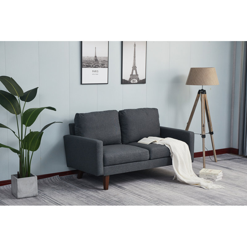 Seaddon Square Arm Sofa, Dark Gray Linen Blend, 35" H x 58" W x 32" D